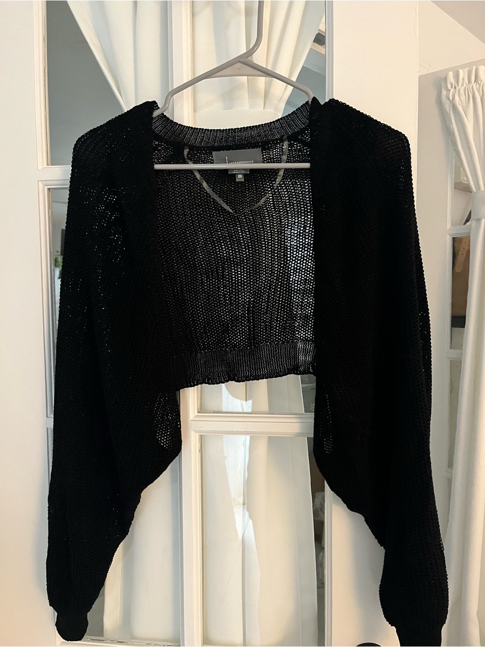 Anthropologie Black Open-Front Cropped Shrug